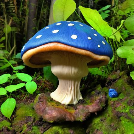 00028-1614038346-masterpiece, intricate photo, mushroom with blue cap, background enchanted jungle, fantasy art, mystic, hyper realistic, highly.jpg